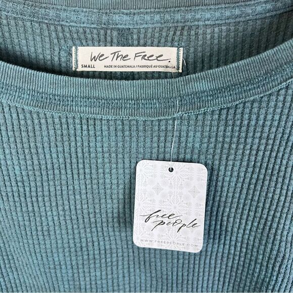 Free People We the Free Microphone Drop Casual Thermal Top Size Small Blue Green - Picture 8 of 8
